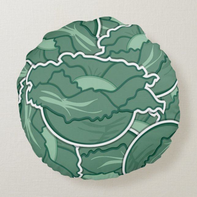 Funky green cabbage round pillow (Back)