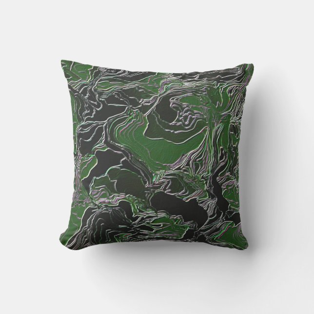 Funky Green Camo Outdoor Pillow (Front)