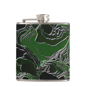 Funky Green Camouflage Hip Flask