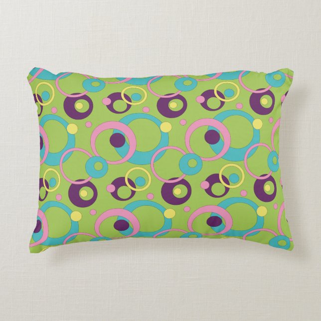 Funky Green Circles Accent Pillow (Front)
