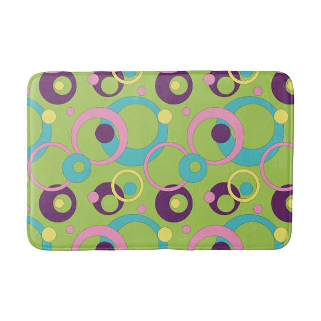 Funky Green Circles Bath Mat (Front)