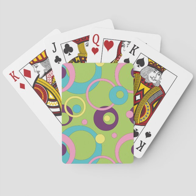 Funky Green Circles Classic Playing Cards (Back)