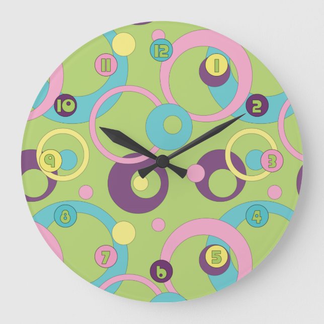 Funky Green Circles Clock (Front)