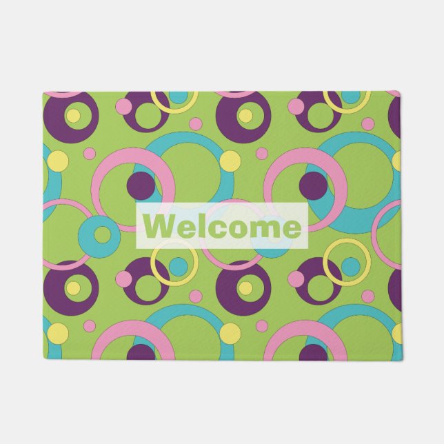 Funky Green Circles Doormat (Front)