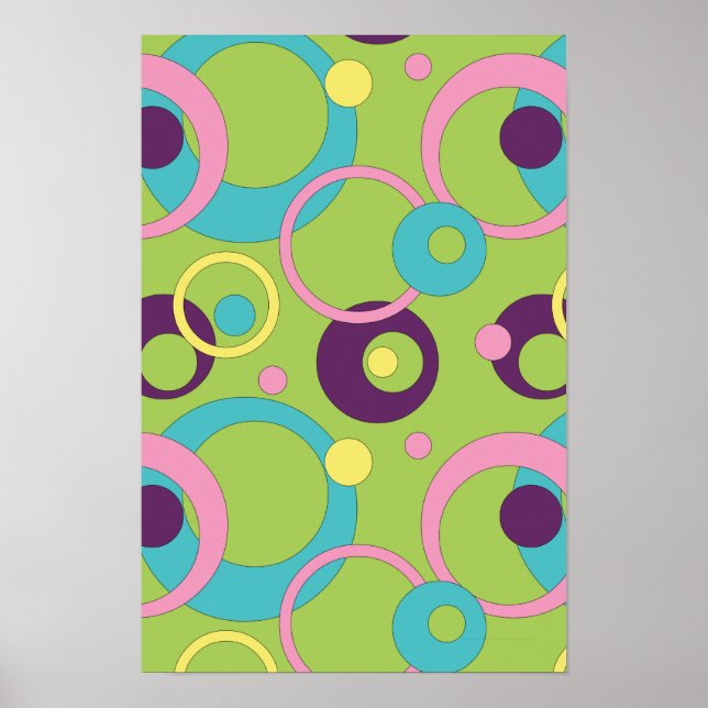 Funky Green Circles Poster (Front)