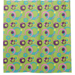 Funky Green Circles Shower Curtain