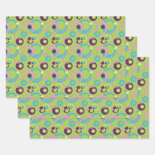 Funky Green Circles Wrapping Paper Set
