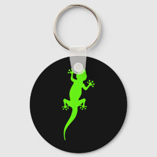 Funky Green Climbing Gecko Keychain