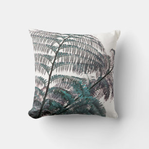 Funky Green Fern Leaf Throw Pillow Cushion