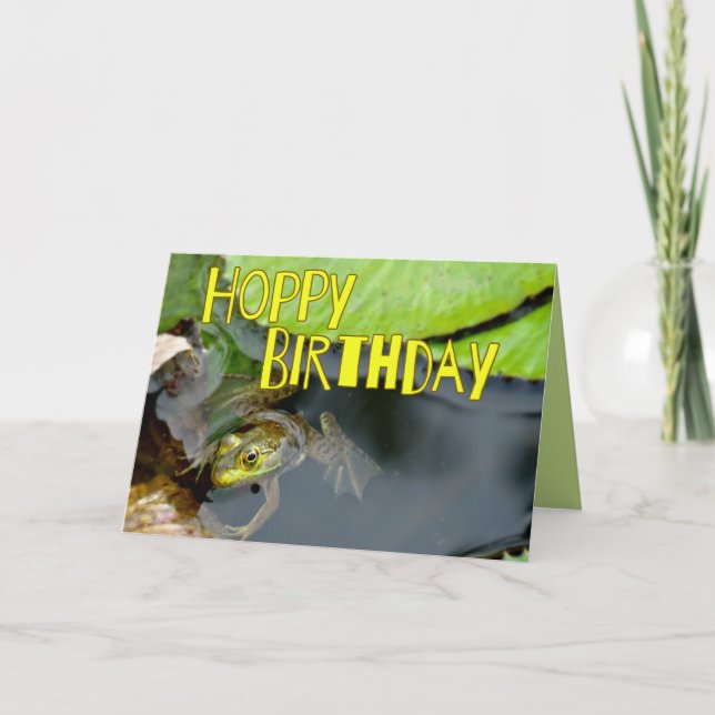 Funky Green Frog Hoppy Carte d'anniversaire (Devant)