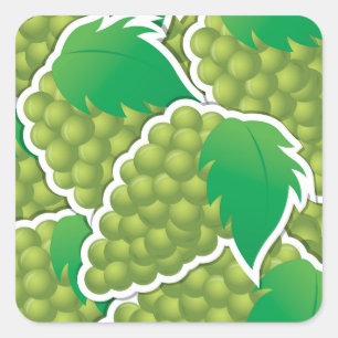 Funky green grapes square sticker