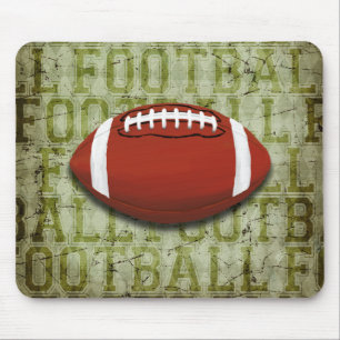 Funky Green Grunge Football Mouse Pad