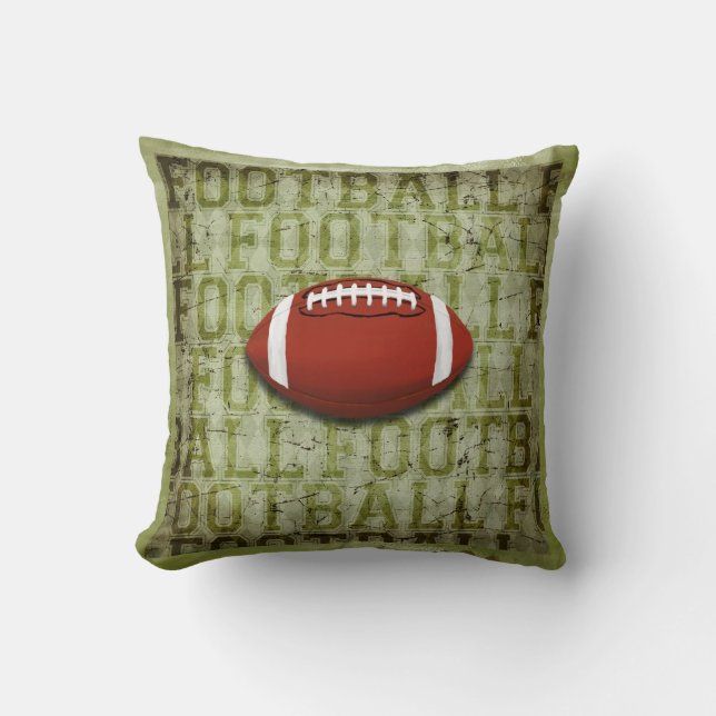 Funky Green Grunge Football Throw Pillow (Front)