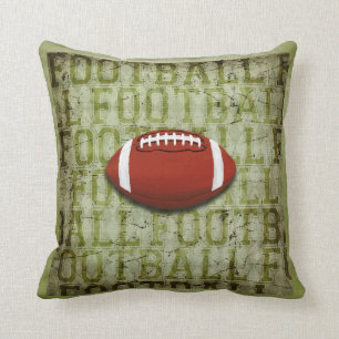 Funky Green Grunge Football Throw Pillow