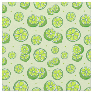 Funky Green Lime Fruit Slices Summer Print Fabric