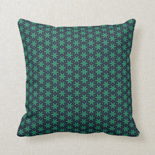 Funky green & navy star pattern pillow cushion