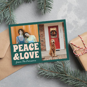 Funky Green Pink Funny Cute Photo Christmas Card