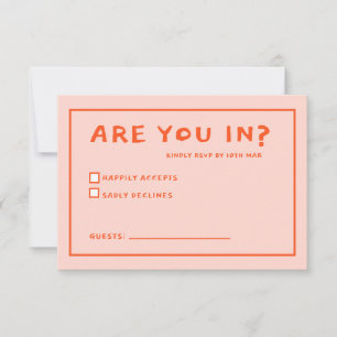 Funky Green Pink  Red Funky RSVP  Card