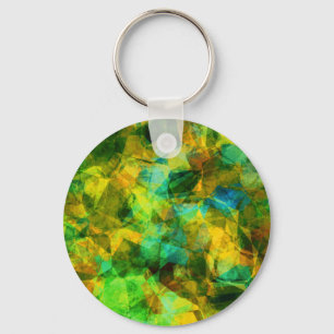 Funky Greens Modern Abstract Design Keychain