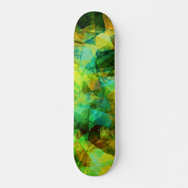 Funky Greens Modern Abstract Design Skateboard (Front)