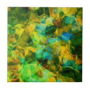 Funky Greens Modern Abstract Design Tile