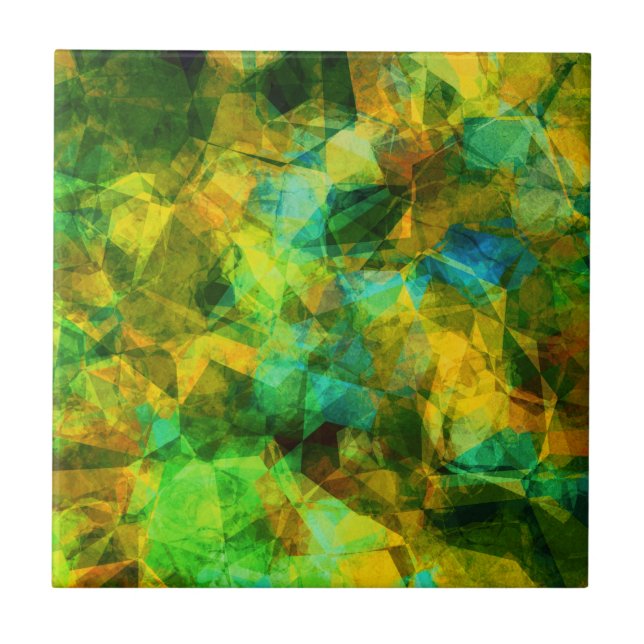Funky Greens Modern Abstract Design Tile (Front)