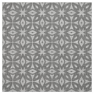 Funky Grey Faux Batik Linen Squares Pattern Fabric