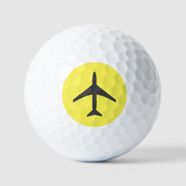 Funky Grey Plane Airplane Pilot Aviation Golf Balls (Front)
