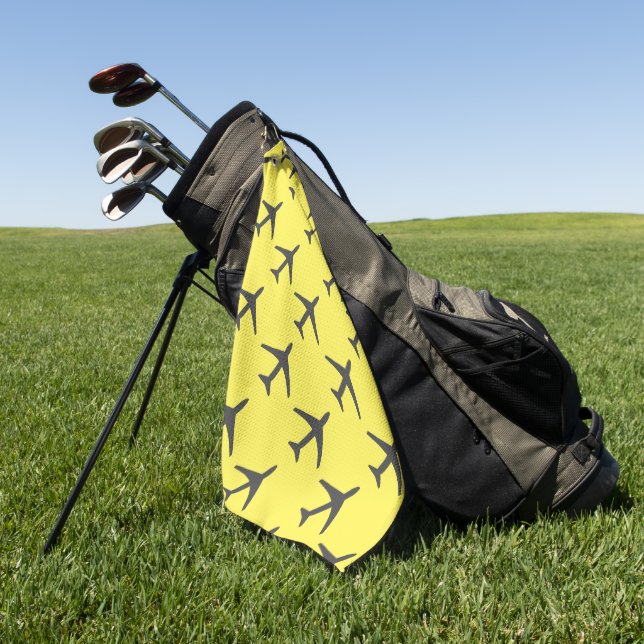 Funky Grey Plane Airplane Pilot Aviation Golf Towel (Green)