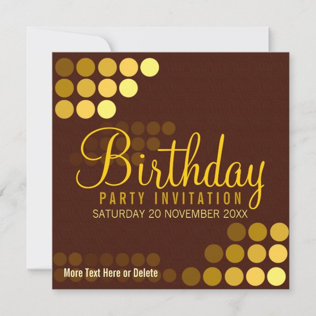 Funky Groove Gold Disco Party Birthday Invitation (Front)