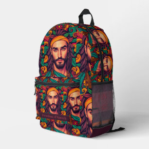 Funky groovy colorful handsome Male illustration Printed Backpack