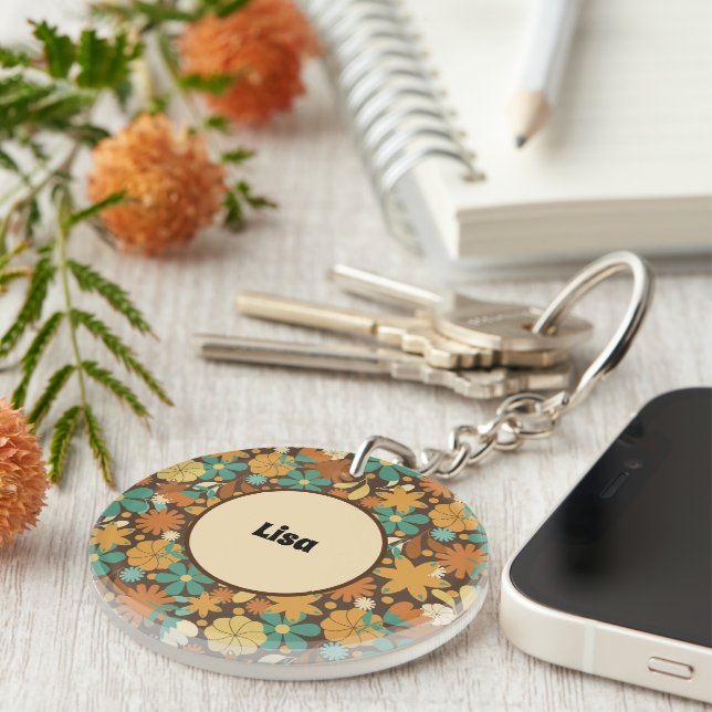 Funky Groovy Flower Power Keychain (Front Right)