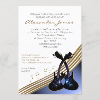 Funky Guitar Music Bar Mitzvah Invitation