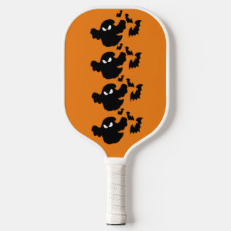 Funky Halloween Bat Spooky Black Ghouls Orange Fun Pickleball Paddle