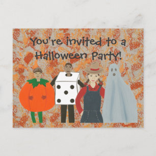 Funky Halloween Costume Party Invitation postcards