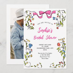Funky Hand Drawn Scribble Retro Bridal Shower Invitation