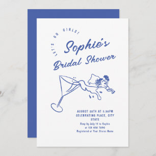 Funky Hand Drawn Scribble Retro Bridal Shower Invitation