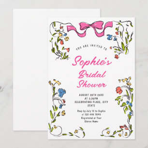 Funky Hand Drawn Scribble Retro Bridal Shower Invitation