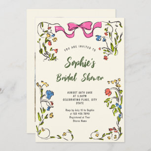 Funky Hand Drawn Scribble Retro Bridal Shower Invitation