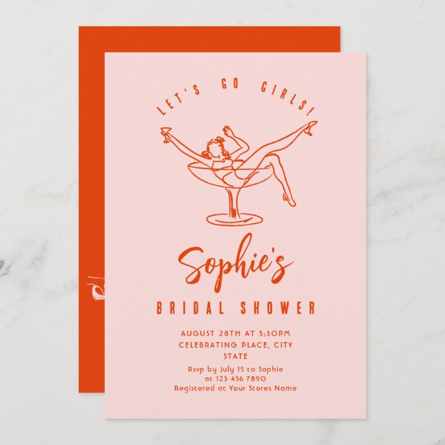 Funky Hand Drawn Scribble Retro Bridal Shower Invitation (Front/Back)