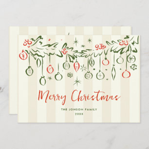 Funky Hand Drawn Scribble Retro Christmas Holiday Card