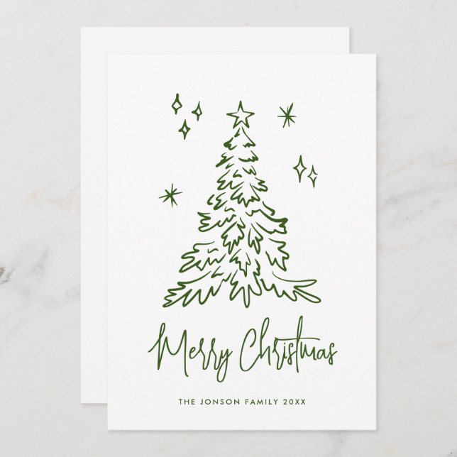 Funky Hand Drawn Scribble Retro Christmas Holiday Card (Front/Back)