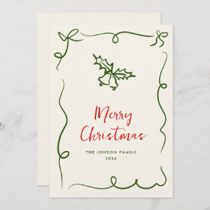 Funky Hand Drawn Scribble Retro Christmas Holiday Card