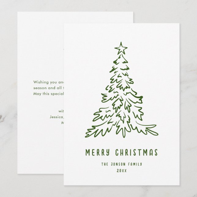 Funky Hand Drawn Scribble Retro Christmas Holiday Card (Front/Back)