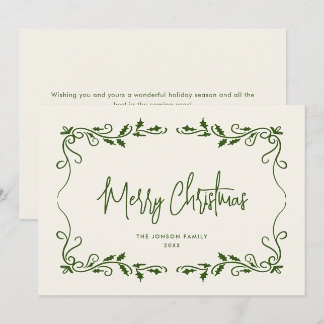 Funky Hand Drawn Scribble Retro Christmas Holiday Card (Front/Back)