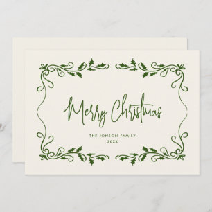 Funky Hand Drawn Scribble Retro Christmas Holiday Card