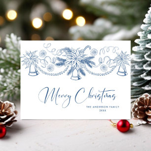 Funky Hand Drawn Scribble Retro Christmas Holiday Card