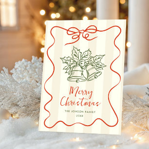 Funky Hand Drawn Scribble Retro Christmas Holiday Card