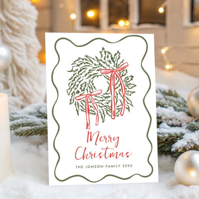 Funky Hand Drawn Scribble Retro Christmas Holiday Card (Creator Uploaded)