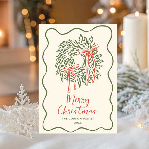 Funky Hand Drawn Scribble Retro Christmas Holiday Card